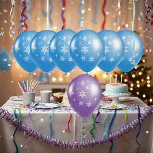 Party Love Balloon Snowflake 12 Pcs Blue <b>Purple</b> Latex Party <b>Decorations</b> <b>Christmas</b> - Product Image 3