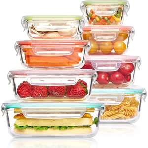 150ml 240ml 330ml 640ml BPA Free Square Glass <b>Lunch</b> <b>Box</b> Straw 2 <b>Compartments</b> Airtight Eco-Friendly Design School Work Travel - Product Image 1