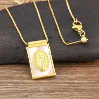 QIKU rétro Rectangle forme Style religieux pendentif à breloque femmes collier croyant prier fête bijoux en gros accessoires cadeau
