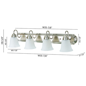 4 Lights <strong>Bathroom</strong> Mirror Front <strong>Lamp</strong> 36 Inch Alabaster Glass <strong>Shade</strong> E26*13W LED 10W Wall Sconce Vanity Fixture - Product Image 2