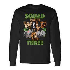 Squad Of The Wild et trois t-shirts à manches longues pour le 3e anniversaire sur le thème du zoo, du safari et de la jungle - Product Image 1