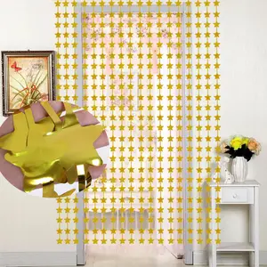 Telón de fondo de flecos con forma de estrella, cortina de oropel de aluminio metálico brillante para decoración de boda y Navidad