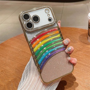 Funda de Teléfono 3D con Arena Fluida Arcoíris para iPhone 16 15 14 Pro Max, Funda de Teléfono de TPU Electrochapada para iPhone 17 - Product Image 4