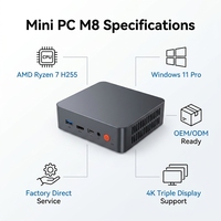 Versión Personalizada de Mini PC con IA, Procesador AMD Ryzen 7 H 255, RAM DDR5, Carcasa Metálica, Ideal para Negocios, Oficina y PC con IA