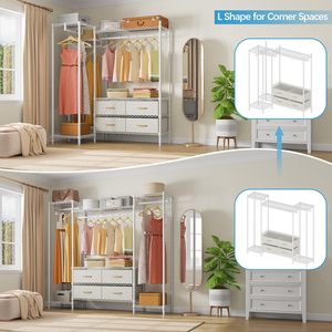 Multifunctional combination <b>clothes</b> <b>rack</b>, no drilling required, floor-standing <b>clothes</b> <b>rack</b>, multi-layer storage and display - Product Image 3