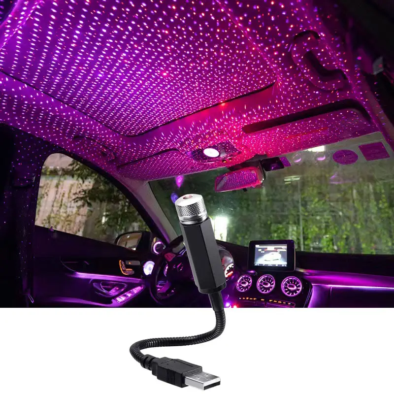 Регулируемый USB романтическое украшение интерьера, светодиодный Звездный лазер, Звездный эффект, атмосферный проектор, USB звездный проектор для автомобиля