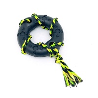 Vente en gros de jouets à mâcher interactifs en caoutchouc écologiques résistants aux morsures pour chiens Anneau pour animaux de compagnie Jouets d'entraînement avec corde