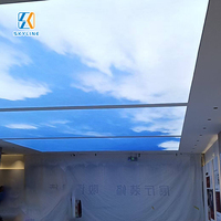 Lumières LED écologiques Ciel Bleu Nuage Blanc, anti-poussière, pleine couleur, film souple, montage mural, pour centres commerciaux intérieurs, rectangulaires, en aluminium