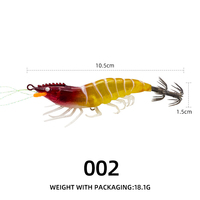 Leurre de pêche en eau salée pour crevettes, type EGI, en plastique lumineux, à coulée lente, avec perles à grincement, pour calamar et crevettes, 8cm 9cm 10cm