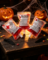 Sac de sang d'Halloween pour boisson, fournitures de fête vampire, pochette en plastique pour boisson avec bec verseur, emballage pour jus et cocktails, vente en gros personnalisée