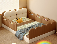 Lit pour enfants, filles et garçons, moderne, durable, en bois, lit tatami au sol, avec barrière de sécurité, pour chambre à coucher, gymnase, école, appartement, hôtel