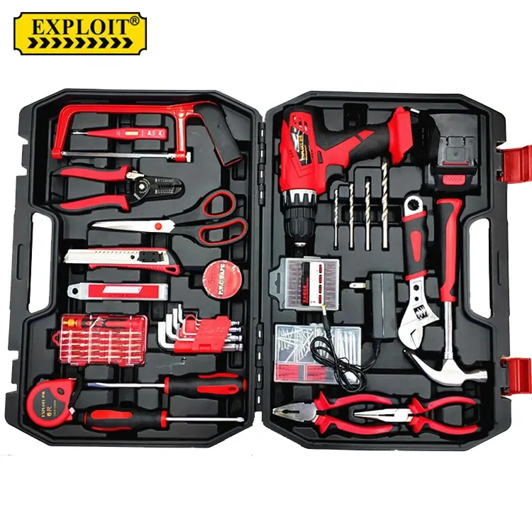 Kit de herramientas de reparación doméstica para coche, caja de herramientas eléctrica portátil profesional para el hogar