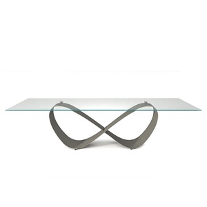 Đồ NỘI THẤT PHÒNG Ăn Hiện Đại 12mm dày Tempered Kính Bàn ăn cơ sở thép không gỉ bàn ăn cho 6 - Product Image 3