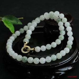 Collier de perles en <span class=keywords><strong>jade</strong></span> véritable pour femmes, collier de perles en <span class=keywords><strong>jade</strong></span> naturel du Tianshan, bijoux, chaîne et collier à maillons en jadéite de Birmanie - Product Image 1