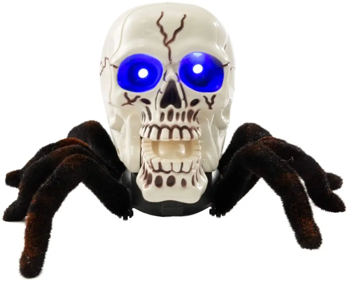 Gelsonlab HSRC-004 รีโมทคอนโทรลของเล่นแมงมุมฮาโลวีนสยองขวัญ RC Skull Spider เรืองแสงดวงตาสีฟ้าสำหรับเด็ก