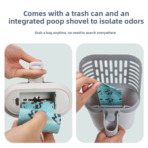 Recogedor y <span class=keywords><strong>Pala</strong></span> para Arena de Gato 2 en 1, Ecológico, de Plástico, con Bolsa de Limpieza y Bolsa para Desechos de Mascotas Desmontable - Product Image 4