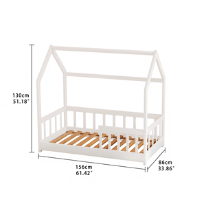 Letto singolo per bambini in legno a forma di casetta con tettoia, lettino per neonati, letto singolo per bambina o bambino, struttura letto per camera da letto - Product Image 4