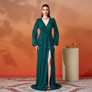 sachin and babi light blue dress Luxury Arabic Evening Dresses with Cape Sleeves Dubai Women Wedding Party  Gowns main image 1