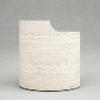 Table d'appoint en marbre naturel, table d'appoint de canapé cylindrique en travertin ajouré, mobilier de luxe pour la maison de rêve
