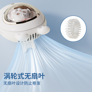 Ventilador portátil con bonito diseño de animales, para colgar en el cuello, recargable por USB, para niños y adultos, tamaño pequeño, ligero - Product Image 5