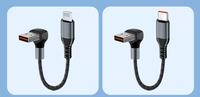 Kabel Data Pengisian Daya 90 Derajat, Kabel Pendek 6A 0.25 0.5M, Kabel USB Tipe A ke Tipe C, Kabel Power Bank Cepat untuk Ponsel