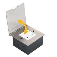 Prise de sol dorée BS 250V UK 13A avec câble de 1,5 m, 2 prises, 1x USB-A, 1x USB-C, auto-mise à la terre, en laiton, IP44, escamotable, CE