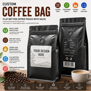 Bolsa de Café con Cierre Ziplock, Personalizada, de Plástico para Alimentos, con Fondo Plano, Pequeña, Laminada en Aluminio, con Válvula - Product Image 1