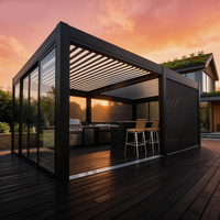 Carpa Impermeable con Estructura de Aluminio, Paredes Laterales con Ventanas, Entrada con Cremallera, Paneles Removibles, Bolsa de Almacenamiento, 3x3-6x6m
