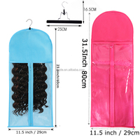 AliLeader Sac d'Emballage pour Perruques Extra Long en PVC Transparent Non Tissé avec Logo Personnalisé, Sac de Rangement pour Perruques et Extensions de Cheveux avec Cintre
