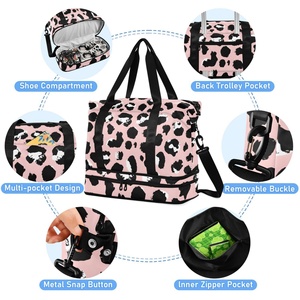 Leopard Print Design Duffel Sport <b>Bag</b> Large Capacity Foldable Travel <b>Bag</b> Zipper Expandable Portable Dry Wet Separation <b>Bag</b> - Product Image 5