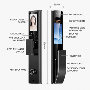 กลอนประตูอัจฉริยะ Glomarket Ai Tuya Palm Vein 3D ระบบจดจำใบหน้า พร้อมกล้อง ควบคุมผ่าน WiFi รองรับการเชื่อมต่อวิดีโอระยะไกล - Product Image 3