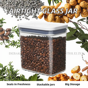 Contenedor de Almacenamiento de Plástico Rectangular Hermético con Tapa de Cierre a Presión para Granos de Café, Conservación de Frescura en la Cocina, Diseño Minimalista - Product Image 2