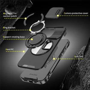 Objectif fenêtre coulissante 360 rotation voiture montage anneau support étui de téléphone pour iPhone 16 15 14 <span class=keywords><strong>13</strong></span> Pro Max multi-fonction couverture de téléphone - Product Image 6