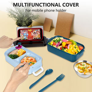 B10-1285畅销儿童成人学校塑料储物双酚a免费创意<span class=keywords><strong>2</strong></span>层带勺子叉微波炉便当盒 - Product Image 3