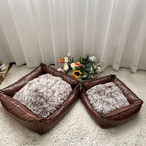 Faux Leather Dog Cat Bed <strong>Liner</strong> Square Deep Sleep <strong>Pet</strong> Bed Mat - Product Image 2
