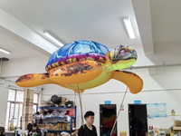 Publicité, grand ballon gonflable en forme de tortue de mer, marionnette, mascotte gonflable