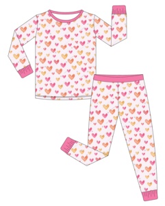 Saint Valentin famille correspondant pyjamas prêt à expédier bébé coeur imprimé bambou ensemble en gros confortable maman papa et moi - Product Image 1