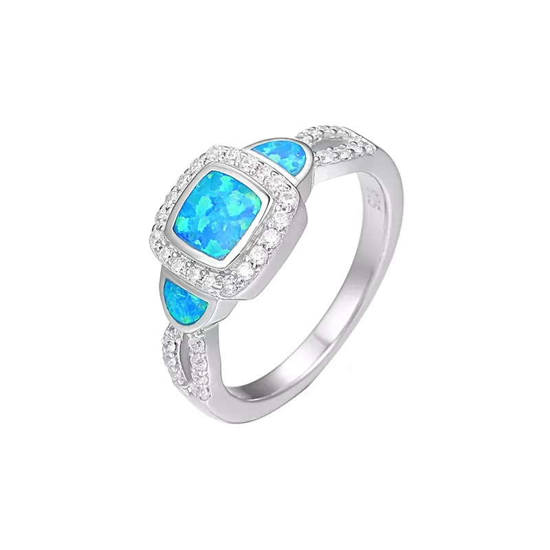 XYOP Großhandel Opal Griechisches Design Ring Geometrischer Ring für Frauen Schmuck Geschenk Feuer Opal Silber Mode Blau Trendy Edelstein ringe