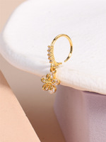 Cincin Hidung Bentuk C Berlapis Emas 18K Kuningan, Berhiaskan Zirkonia Kubik, Model Bunga, Perhiasan Tindik Hidung Wanita, Fashion Perhiasan Tubuh