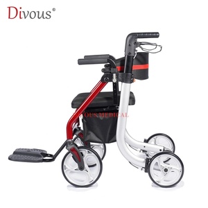 <b>Walker</b> & <b>Rollator</b> 4wheel with Seat Cane Chair Height Adjusts Walking Aid for Elderly Handicap - Product Image 4