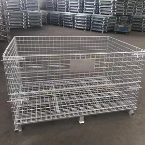 Heavy Duty Galvanized Steel Welded Mesh Plain Weave Container Lockable Warehouse <span class=keywords><strong>Pallet</strong></span> Cutting for Cargo Storage Equipment - Product Image 1