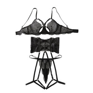 Nuovo Set Reggiseno <span class=keywords><strong>Sexy</strong></span> da <span class=keywords><strong>Donna</strong></span> Stile Europeo-Americano, in Rete Trasparente, Sottile, Modellante, con Dettagli Scavati, per un Look Seducente e Provocante - Product Image 5