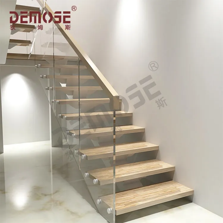 Modelos de metal de escalera escalonada de madera de acacia utilizado para el segundo piso