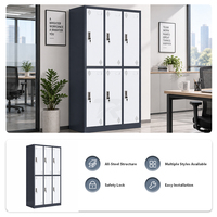 Casier métallique robuste à 6 portes réglables avec serrures à clé, six compartiments, pour bureau, école, salle de sport, rangement des employés