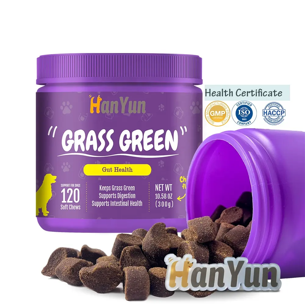 Hanyun OEM จุดเบิร์นหญ้าสีเขียวสำหรับสุนัขฉี่สัตว์เลี้ยงรักษาสนามหญ้าจุดรักษาหญ้าโขดหินรักษาขนนุ่ม