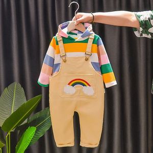เสื้อยืดเด็กผ้าฝ้ายหลากสี เสื้อฮู้ดดี้ กางเกงลายถักโครเชต์รูปสายรุ้ง จากซัพพลายเออร์จีน สำหรับการซื้อขายออนไลน์ - Product Image 1