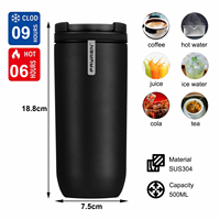 FAYREN Tasse en acier inoxydable personnalisable 500 ml, tasse à café de voyage isotherme pour boissons chaudes et froides