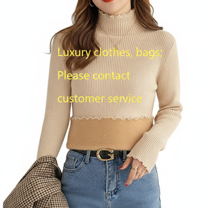 Maglione Invernale da <span class=keywords><strong>Donna</strong></span> di Lusso, Abbigliamento Usato di Seconda Mano, Collo Semi-Alto, Elastico, Aderente e Morbido - Product Image 2