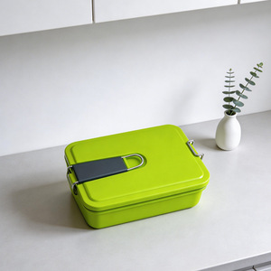 Stylish Portable <b>Plastic</b> <b>Lunch</b> <b>Box</b> Rectangle With Lid Blue Green Red Colors Student Use - Product Image 3