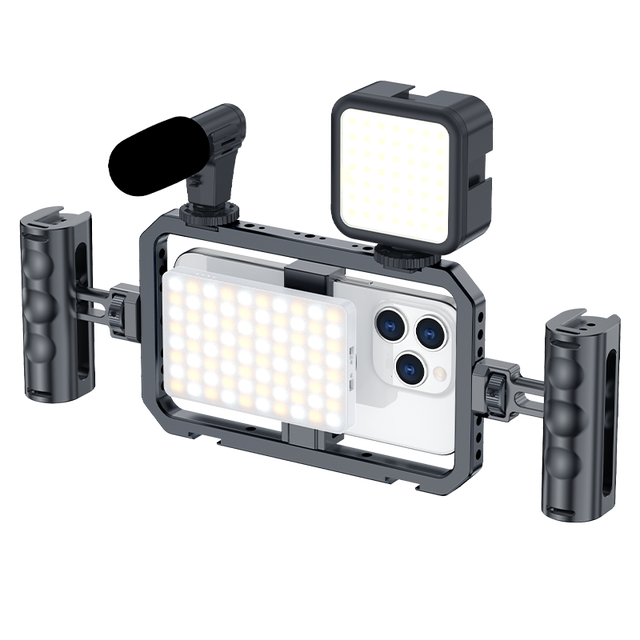 SCG-P03 Aluminum Alloy Universal Smartphone Cage Rig for Professional Vlog Handheld Stabilizer with Cold Shoe Mounts